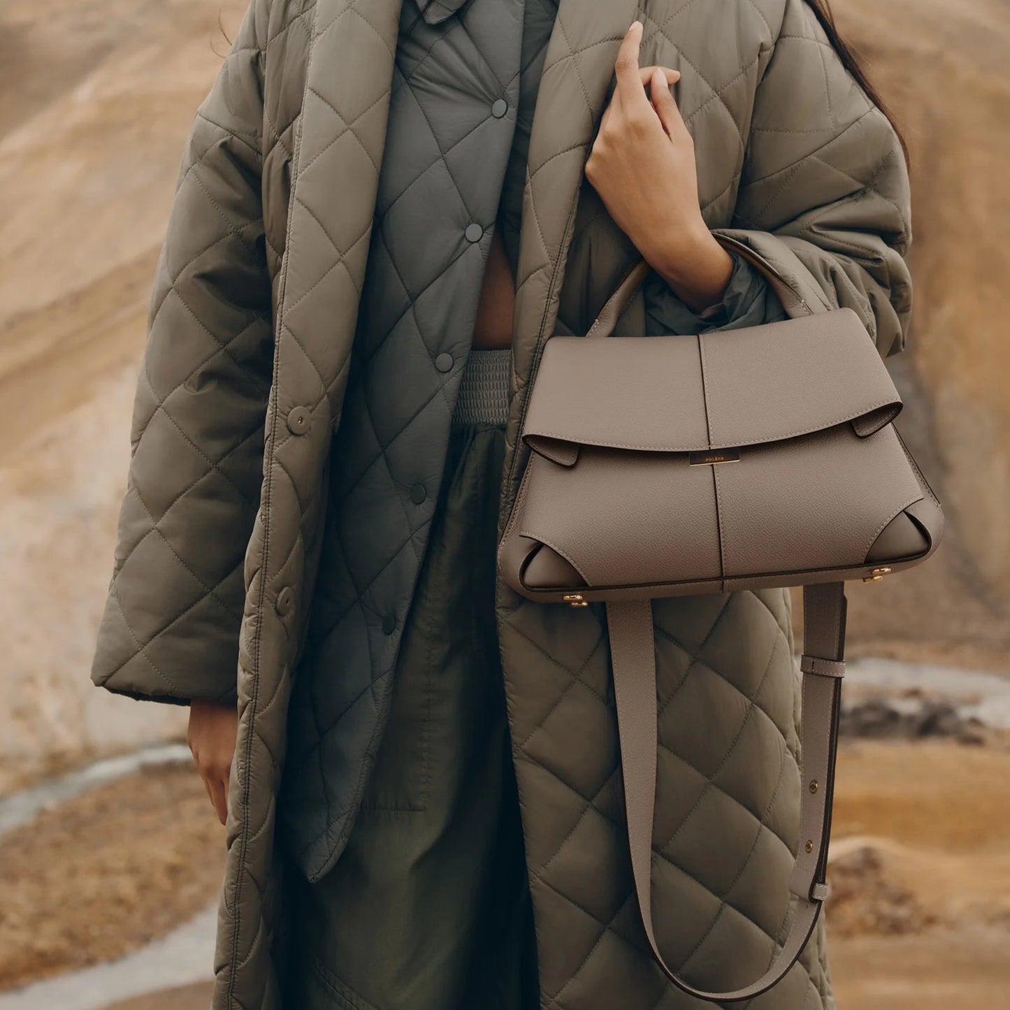Polene Mokki Textured Bag | Taupe