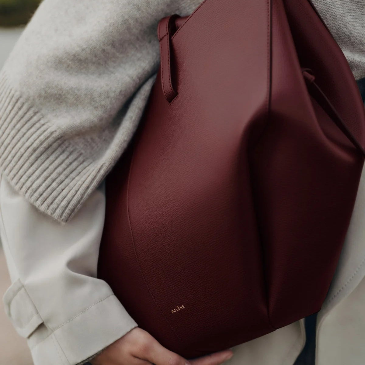 Polene Cyme Large Tote Bag | Burgundy