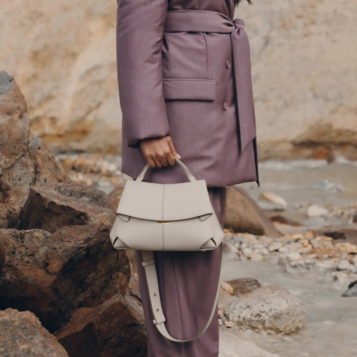 Polene Mokki Textured Bag | Chalk