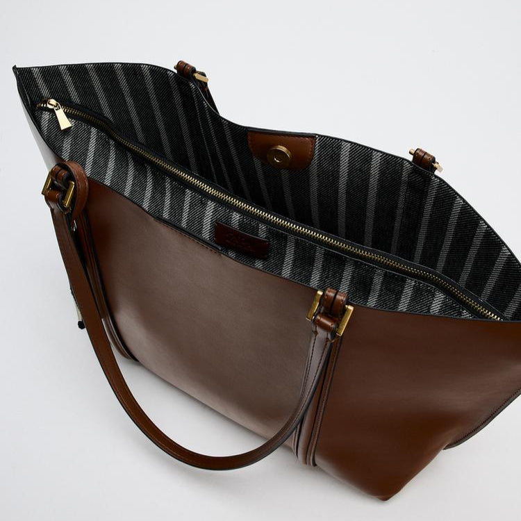 Zara Shopper Tote Bag | Brown
