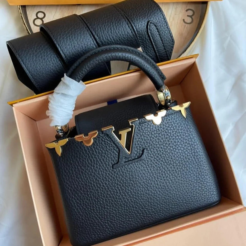 Louis Vuitton Capucines Handbag | Black Gold