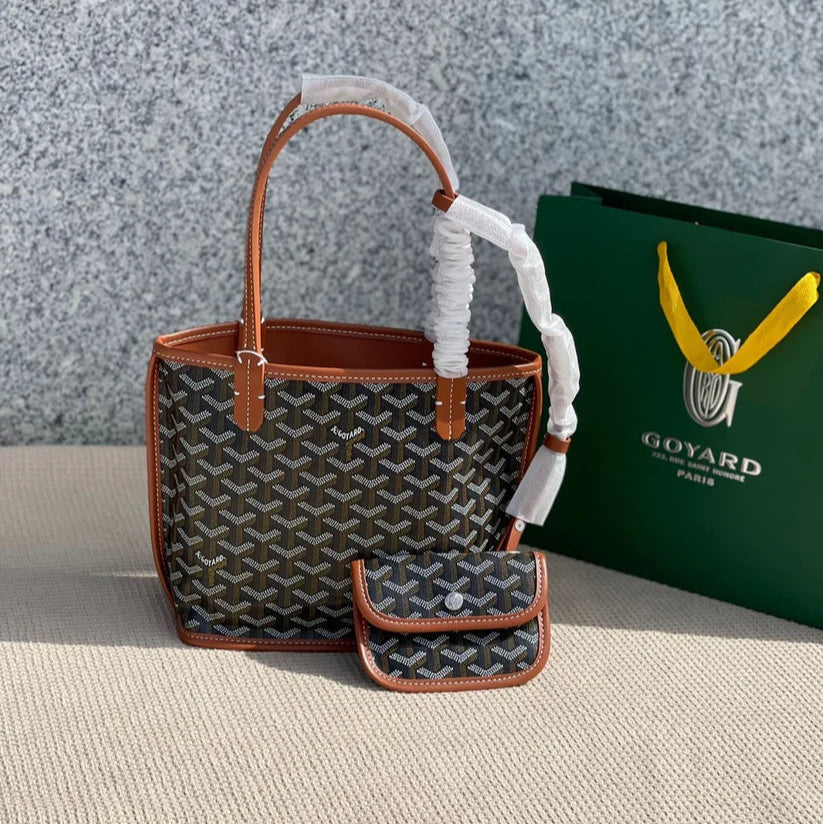 Goyard Mini Tote with Pouch | Black Tan