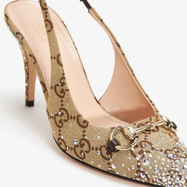 Gucci Horsebit Crystal Heels
