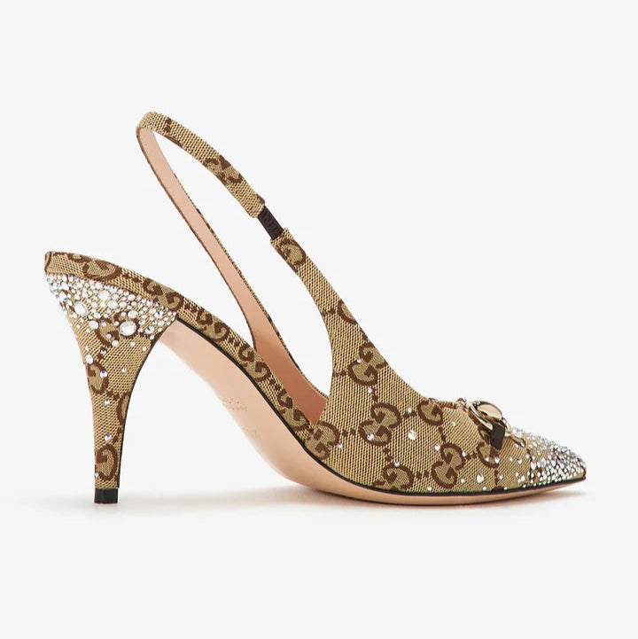 Gucci Horsebit Crystal Heels