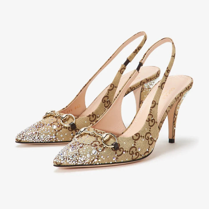Gucci Horsebit Crystal Heels