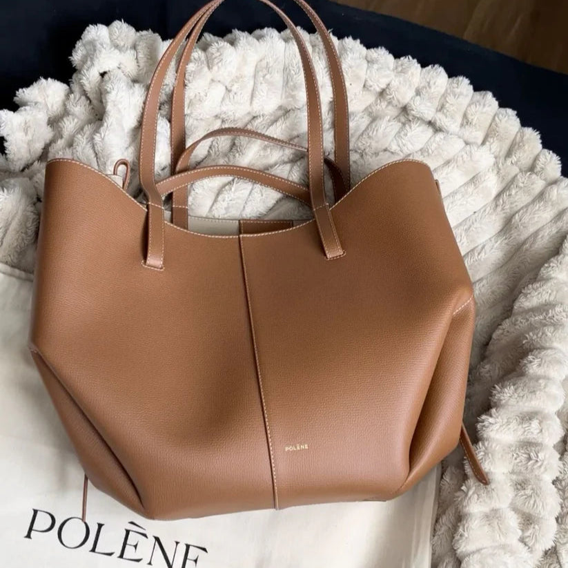 Polene Cyme Small Tote Bag | Camel Tan