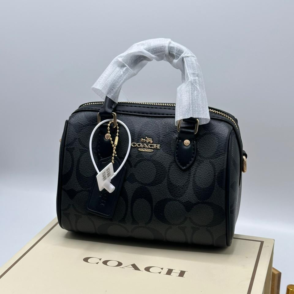 Coach Rowan Satchel Bag | Black Canvas