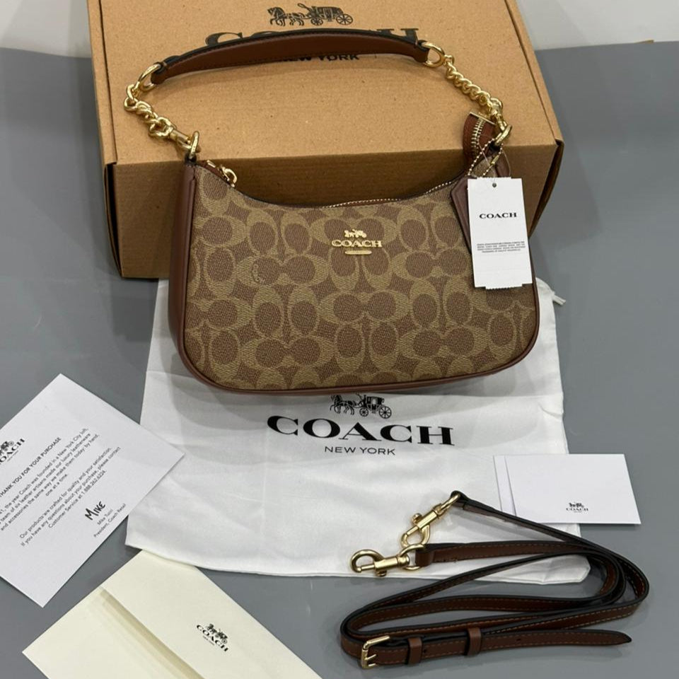 Coach Teri Shoulder Bag High Quality | Brown Canvas