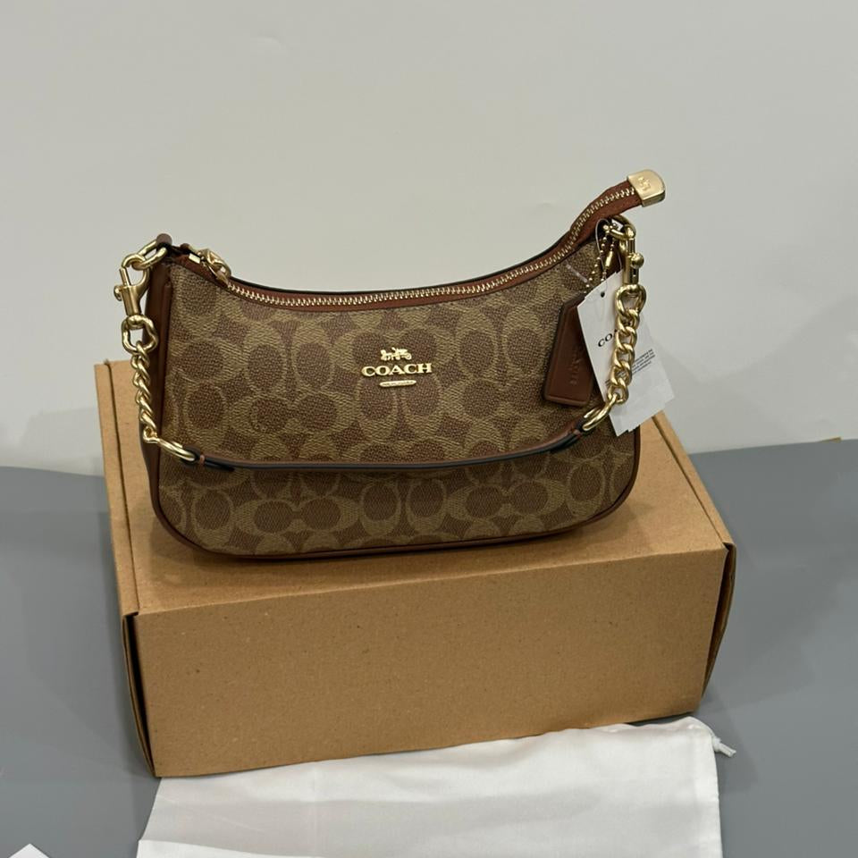 Coach Teri Shoulder Bag High Quality | Brown Canvas