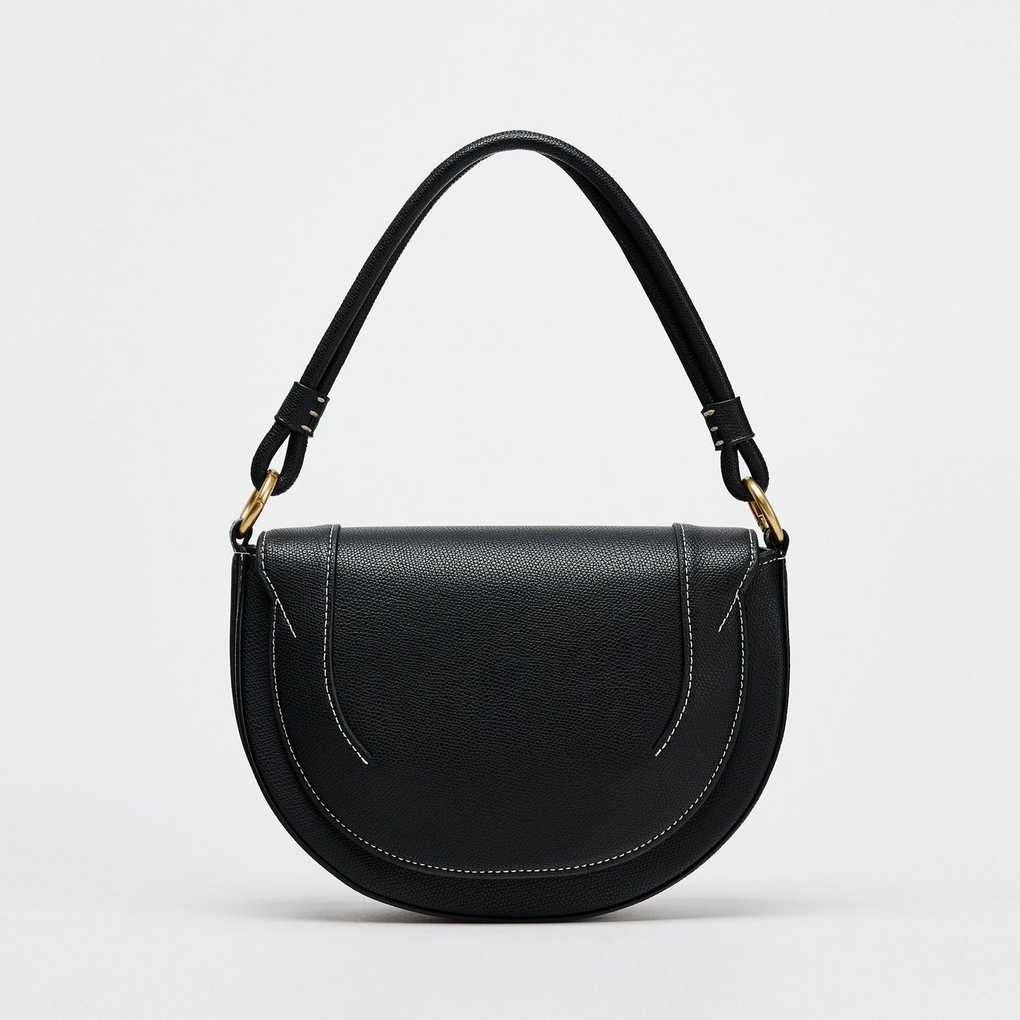 Zara Contrast Topstitch Bag | Black