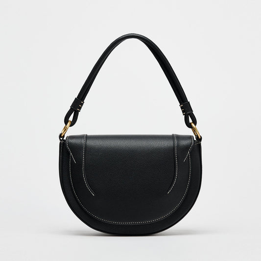 Zara Contrast Topstitch Bag | Black