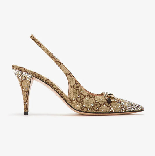 Gucci Horsebit Crystal Heels