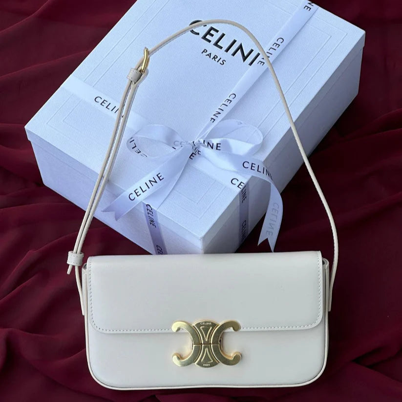 Celine Triomphe Shoulder Bag | White