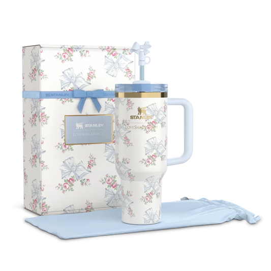 Stanley X LoveShackFancy Holiday Quencher 40oz| Rose Beaux Blue