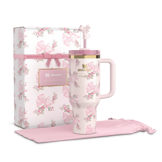 Stanley X LoveShackFancy Holiday Quencher 40oz| Rose Beaux Pink