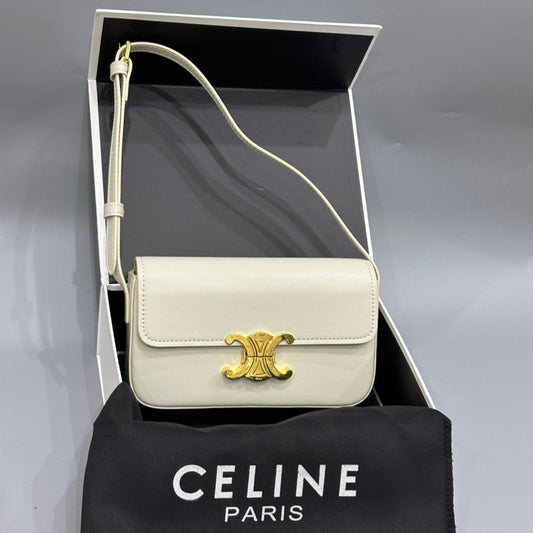 Celine Triomphe Shoulder Bag | White