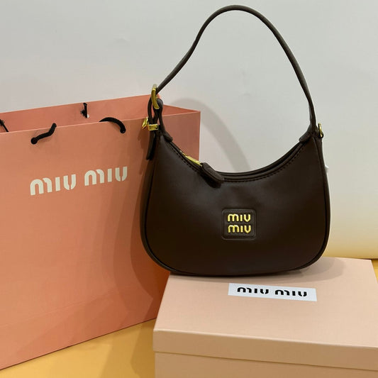Miu Miu Softie Shoulder Bag | Dark Brown
