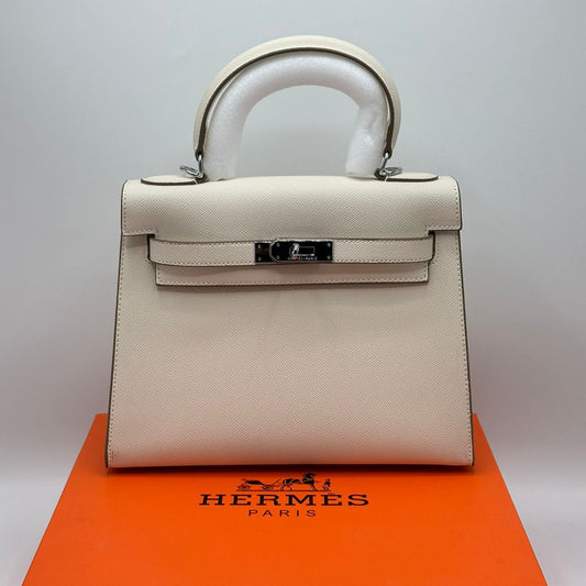Hermes Kelly Leather Bag | White