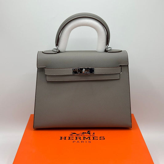 Hermes Kelly Leather Bag | Grey