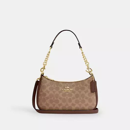 Coach Teri Shoulder Bag High Quality | Brown Canvas